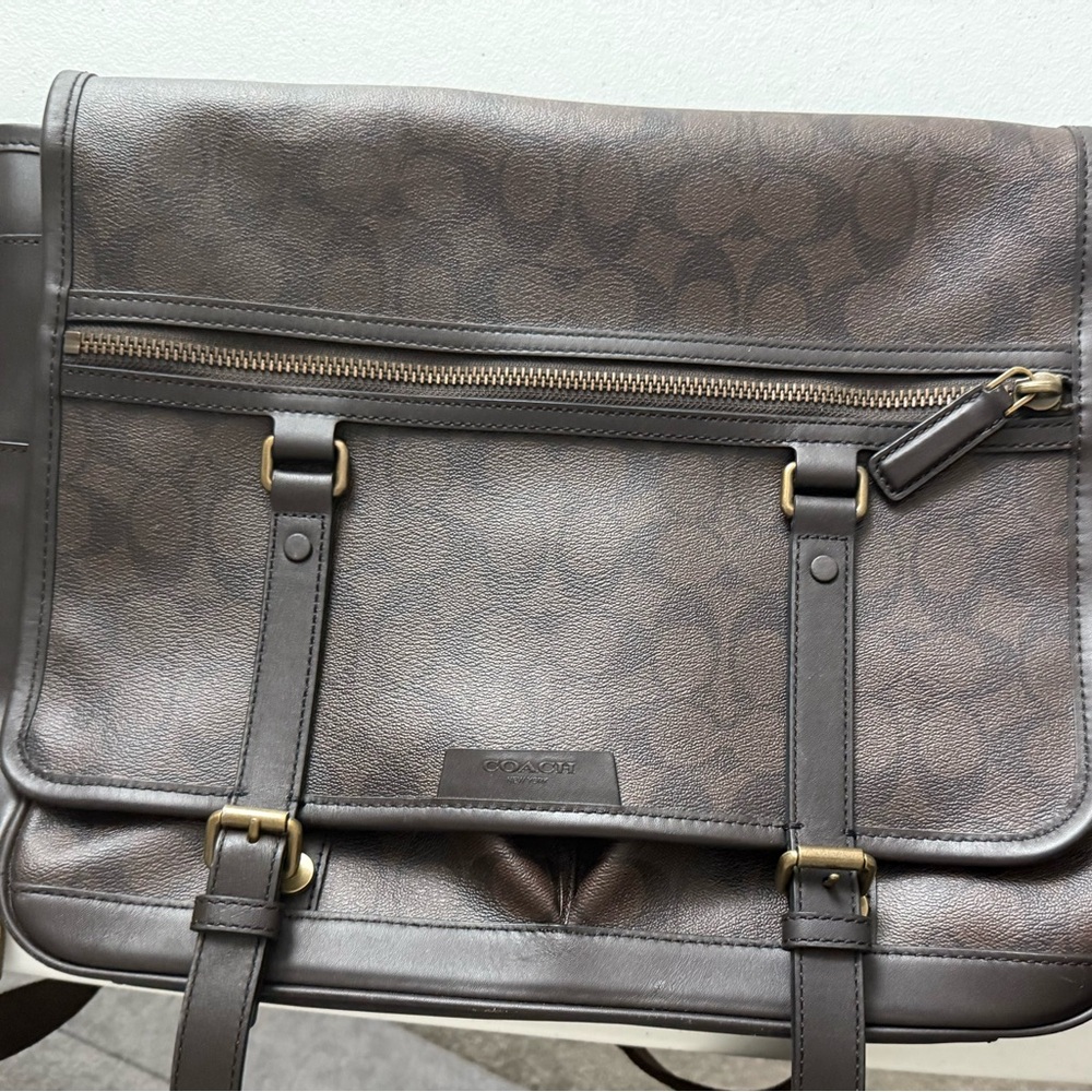 Coach Dark Brown Signature Messenger Bag